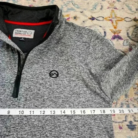 Frontier Supply Co Mens Grey Half Zip Pullover Athletic Shirt Long Sleeve, sz SM - Picture 10 of 12